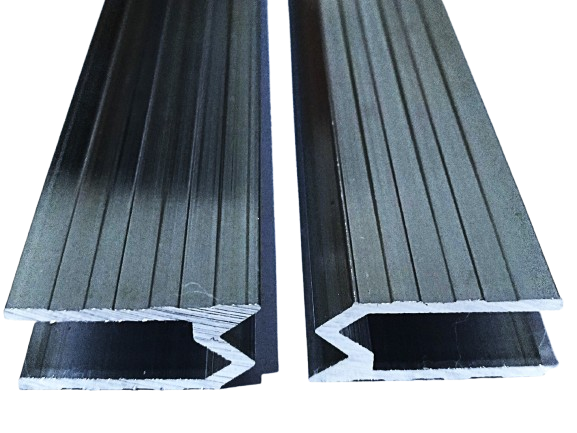 Perfil híbrido 6,8mm barra 3mt Anodizado Preto